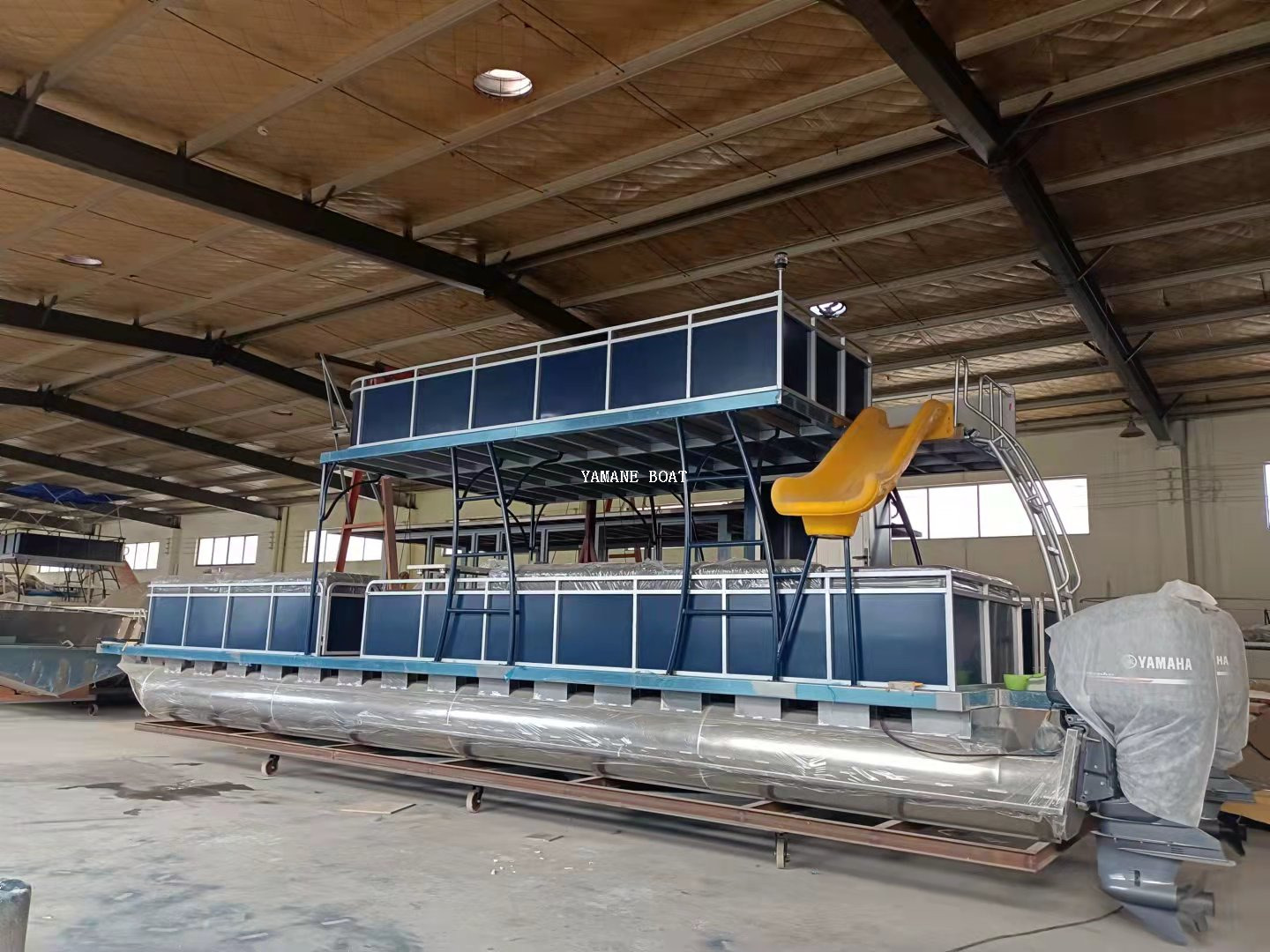 11m Commercial Aluminum Double- Deck Pontoon Boat With Swim Platform