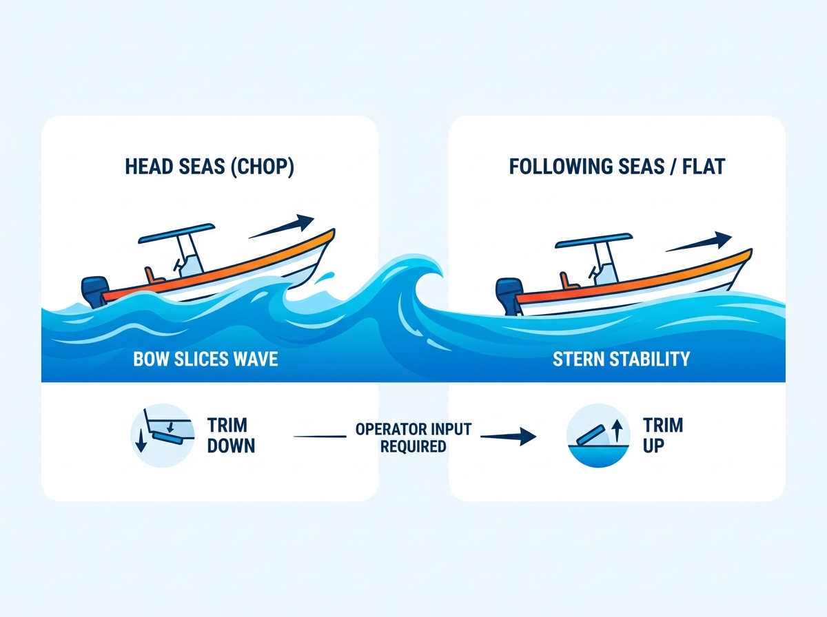 Fiberglass panga boat navigating rough sea conditions