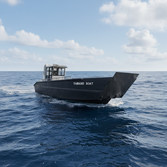 33ft Welded Aluminum Landing Boat with Wheel House And Fold Up Long Bench Seats 