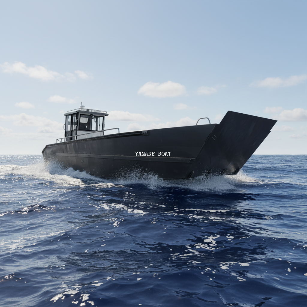 33ft Welded Aluminum Landing Boat with Wheel House And Fold Up Long Bench Seats 