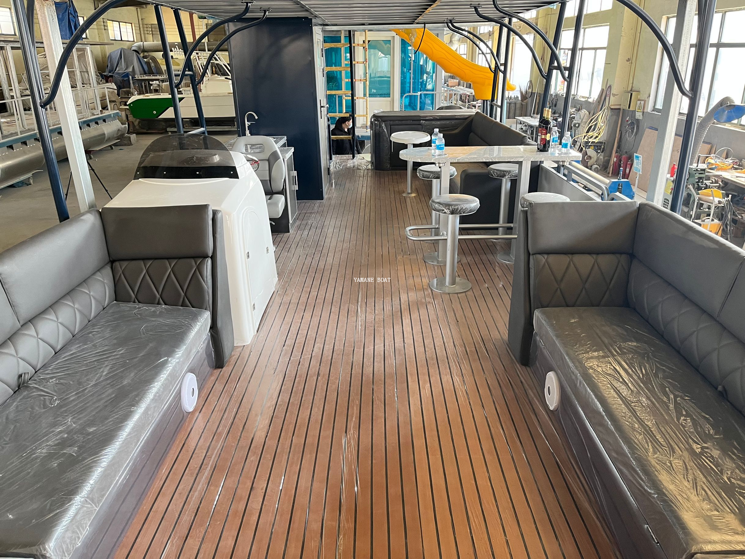 new model 11m aluminium pontoon boat with second deck 