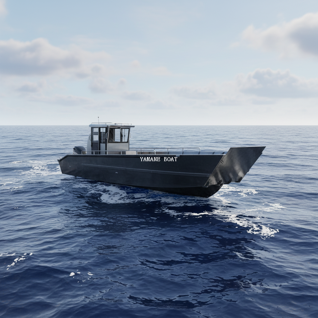 33ft Welded Aluminum Landing Boat with Wheel House And Fold Up Long Bench Seats 