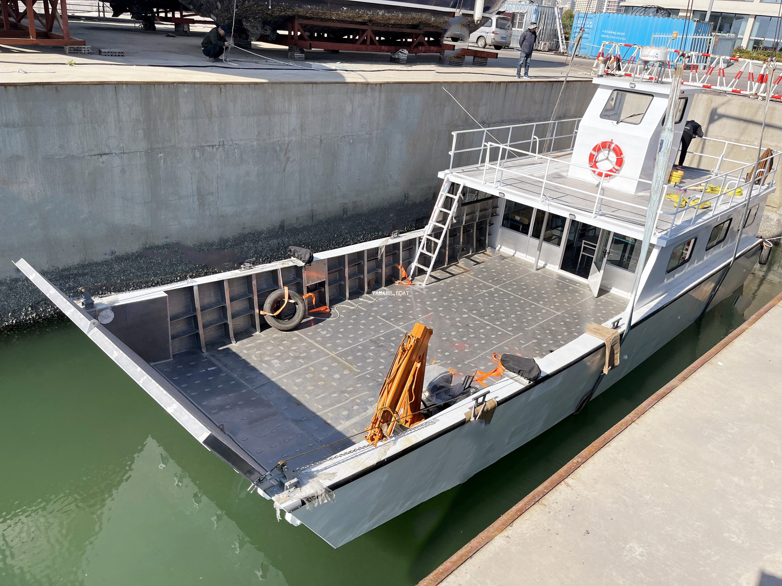 50ft Aluminum Landing Craft with Twin 250hp Diesel Outboards And Crane 