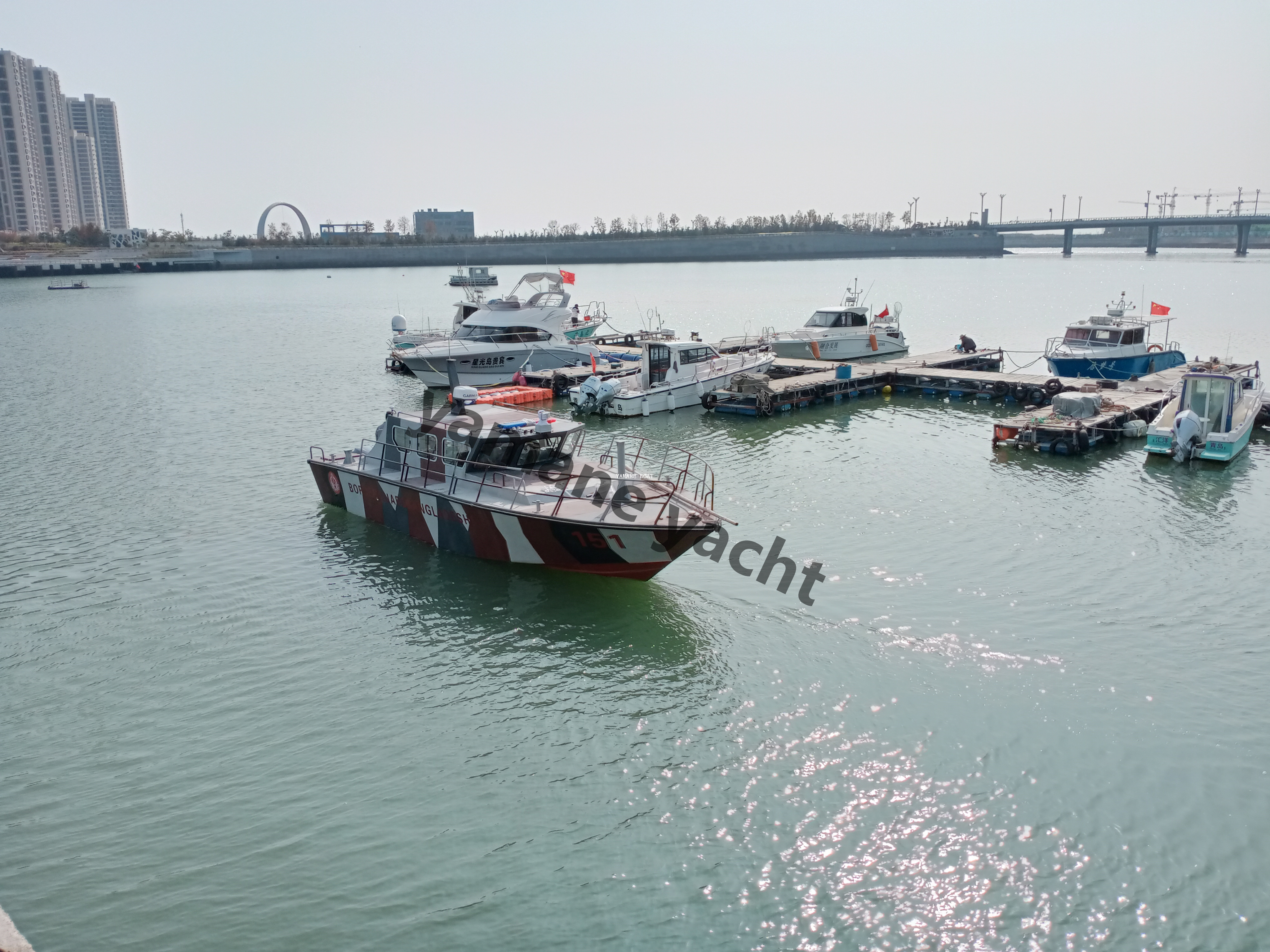 11.3m Aluminum Pilot Patrol Cabin Boat 